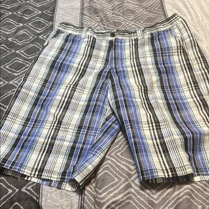 South Pole Blue, Black & White Striped Men's Shorts